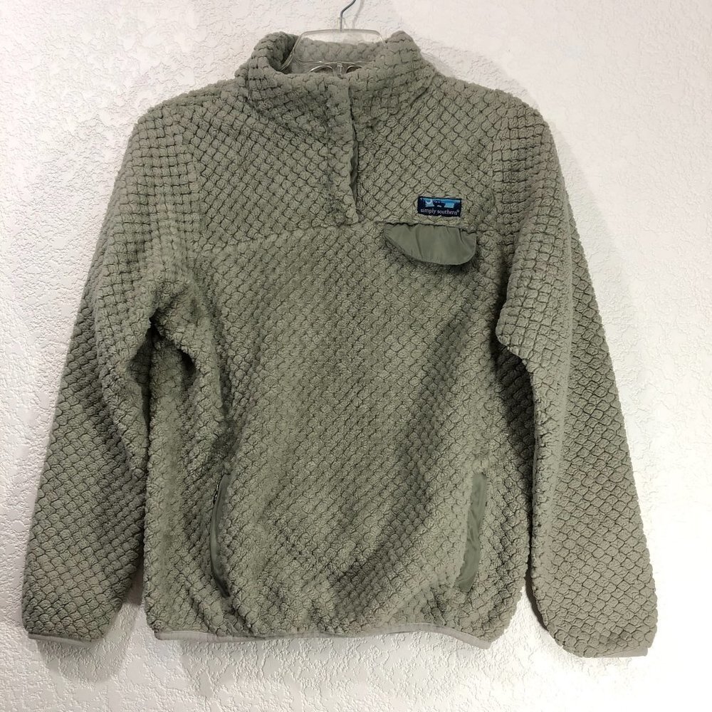 Simply Southern Gray Fleece Pullover FLAW